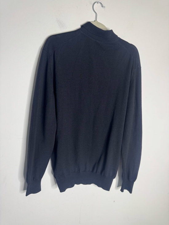 Gran Sasso for Mark Shale Italy Black 100% Virgin Wool Polo Sweater - Picture 3 of 9